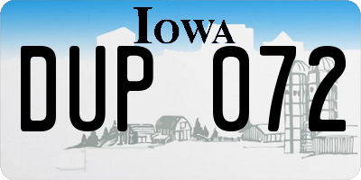 IA license plate DUP072