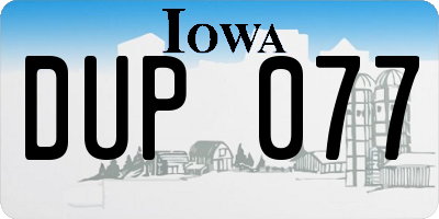 IA license plate DUP077