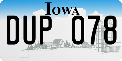IA license plate DUP078
