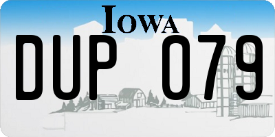 IA license plate DUP079