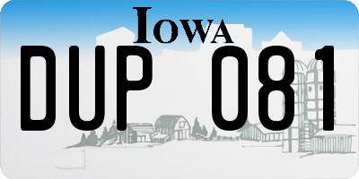 IA license plate DUP081