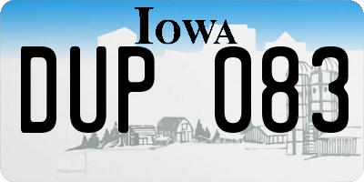 IA license plate DUP083