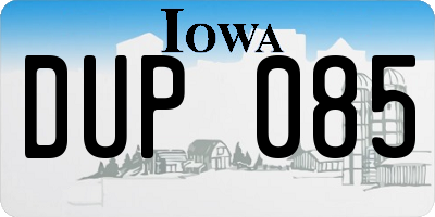 IA license plate DUP085