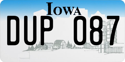 IA license plate DUP087