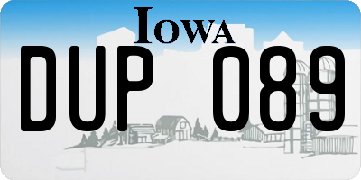 IA license plate DUP089