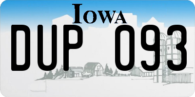 IA license plate DUP093