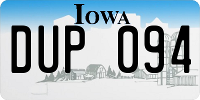 IA license plate DUP094