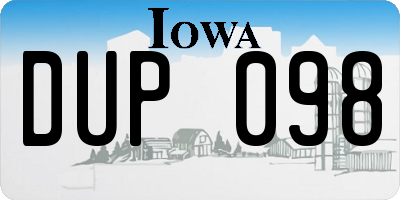 IA license plate DUP098