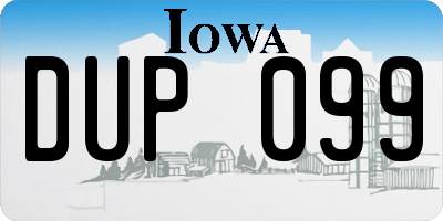 IA license plate DUP099