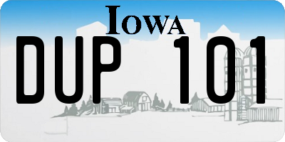 IA license plate DUP101