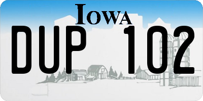 IA license plate DUP102
