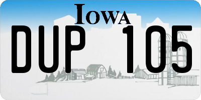 IA license plate DUP105