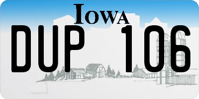 IA license plate DUP106