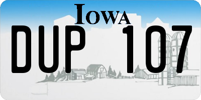IA license plate DUP107