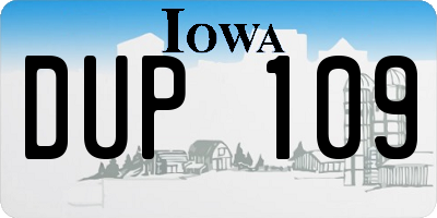 IA license plate DUP109