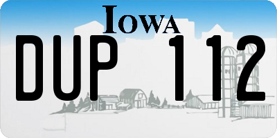 IA license plate DUP112