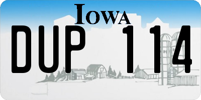 IA license plate DUP114