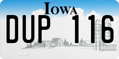 IA license plate DUP116
