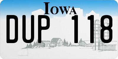 IA license plate DUP118