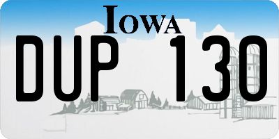 IA license plate DUP130