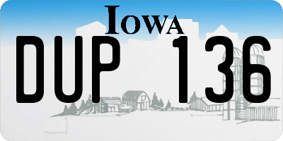 IA license plate DUP136