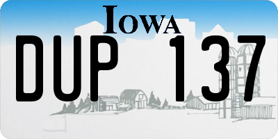 IA license plate DUP137