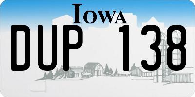IA license plate DUP138
