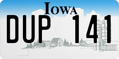 IA license plate DUP141