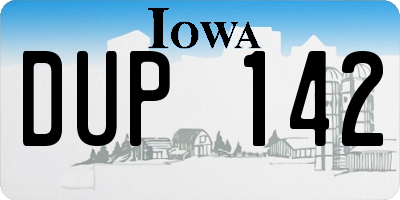 IA license plate DUP142