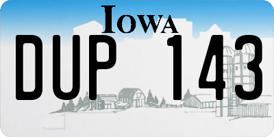 IA license plate DUP143