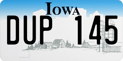 IA license plate DUP145
