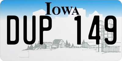 IA license plate DUP149