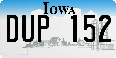 IA license plate DUP152