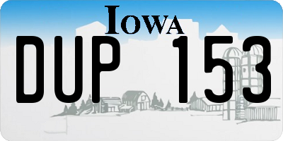 IA license plate DUP153