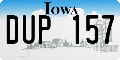 IA license plate DUP157