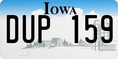 IA license plate DUP159