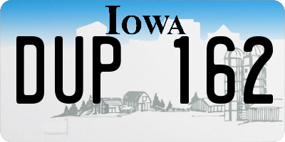 IA license plate DUP162