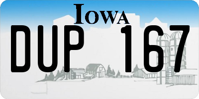 IA license plate DUP167