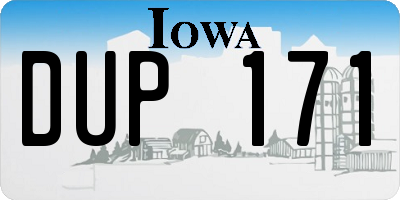 IA license plate DUP171