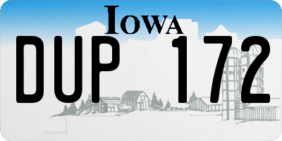 IA license plate DUP172