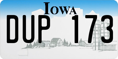 IA license plate DUP173