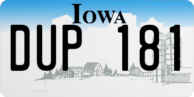 IA license plate DUP181
