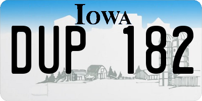 IA license plate DUP182