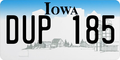IA license plate DUP185