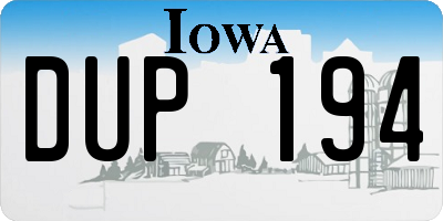 IA license plate DUP194