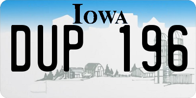 IA license plate DUP196