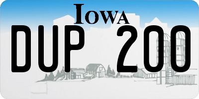 IA license plate DUP200