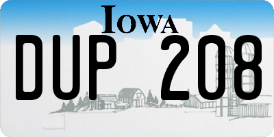 IA license plate DUP208