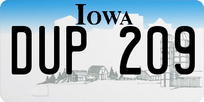 IA license plate DUP209