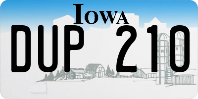 IA license plate DUP210